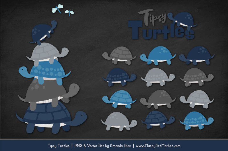 sweet-stacks-tipsy-turtles-stack-clipart-in-navy-and-pewter