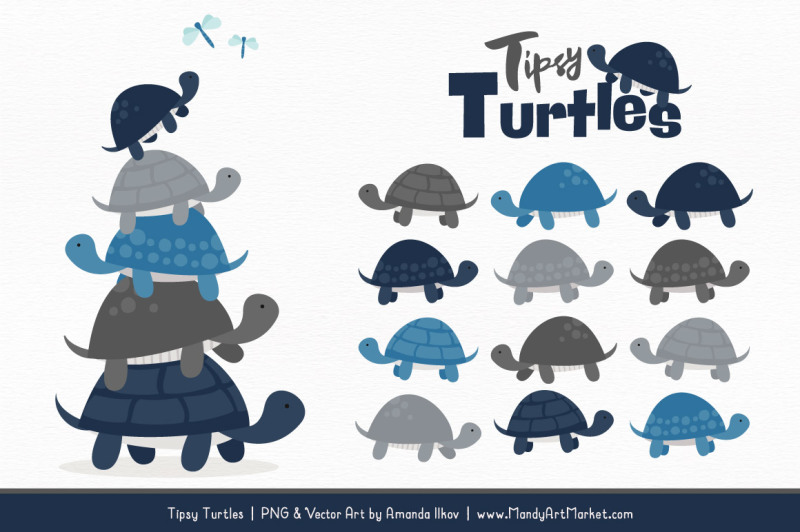 sweet-stacks-tipsy-turtles-stack-clipart-in-navy-and-pewter