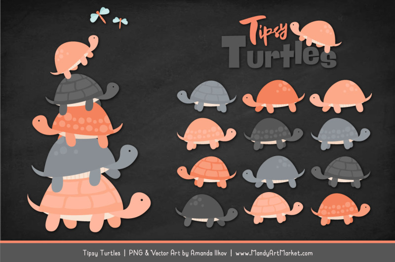 sweet-stacks-tipsy-turtles-stack-clipart-in-peach-and-pewter