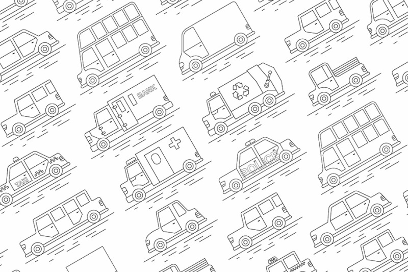 car-seamless-pattern-flat-colors-style-vector-illustration