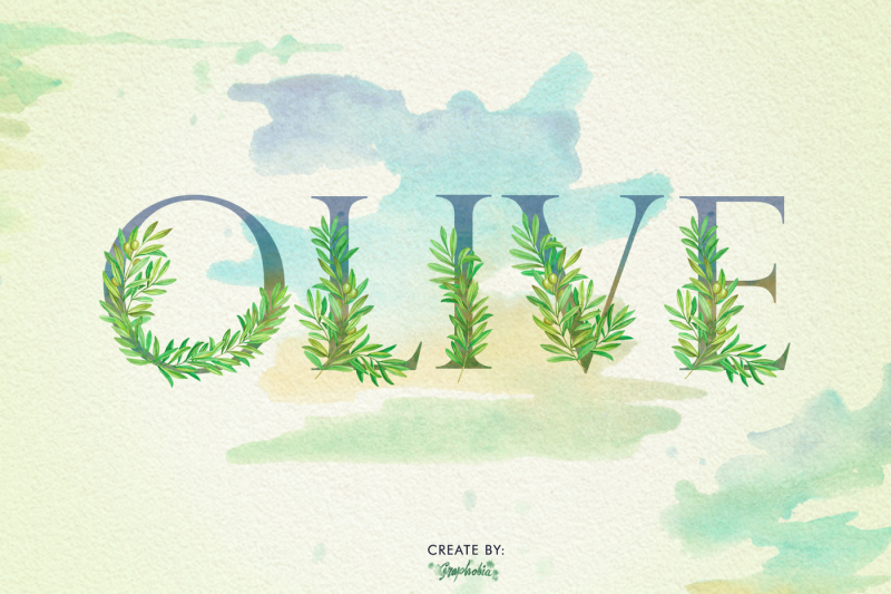 olive-branch-watercolor-alphabets