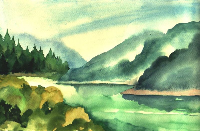 12 Artistic Watercolor Landscapes and Vectorized Copy By 2DVill