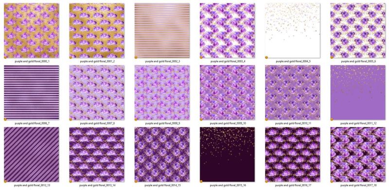 purple-and-gold-floral-digital-paper