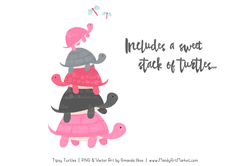 sweet-stacks-tipsy-turtles-stack-clipart-in-pink-and-pewter
