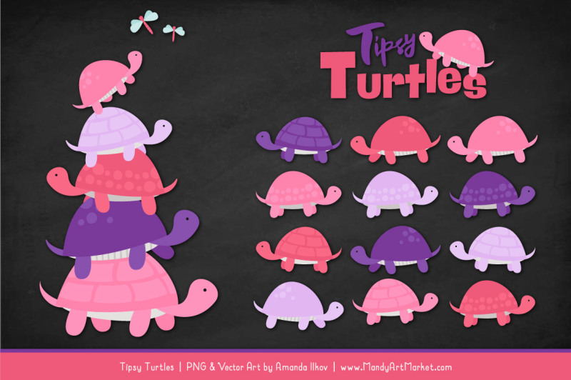 sweet-stacks-tipsy-turtles-stack-clipart-in-pink-and-purple