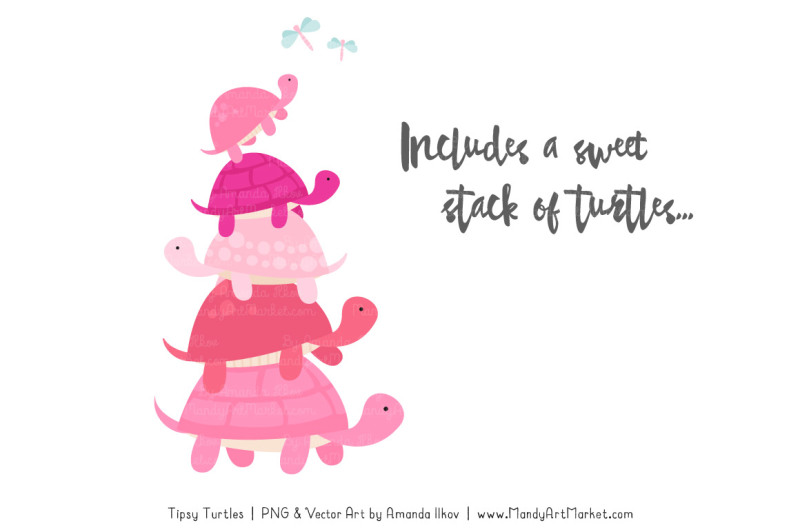 sweet-stacks-tipsy-turtles-stack-clipart-in-pink