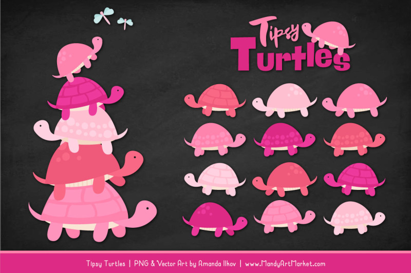 sweet-stacks-tipsy-turtles-stack-clipart-in-pink