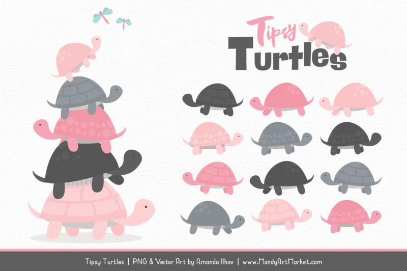 sweet-stacks-tipsy-turtles-stack-clipart-in-soft-pink-and-pewter