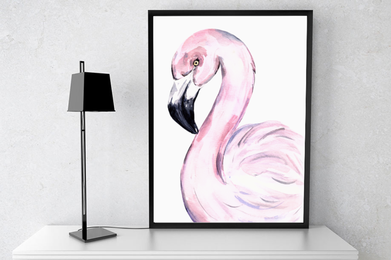 watercolor-flamingo-print-clip-ar