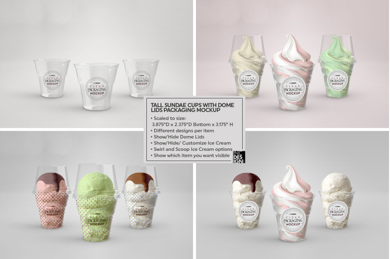 Download Clear Sundae Ice Cream Cups Mockup By INC Design Studio | TheHungryJPEG.com