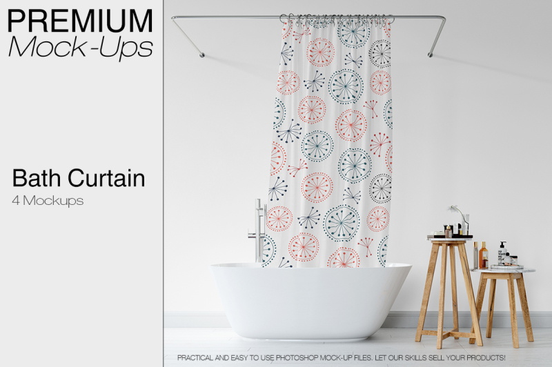 Download Download Bath Curtain Mockup Pack PSD Mockup - White ...