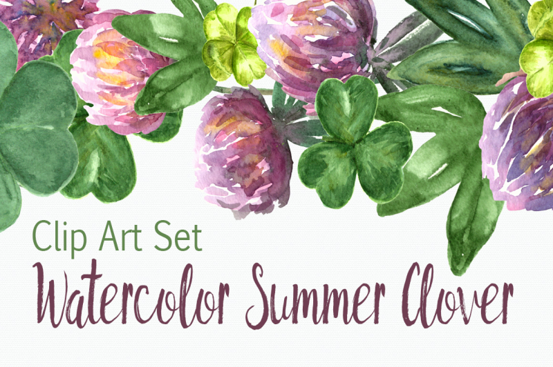 watercolor-summer-clover-clip-art-set