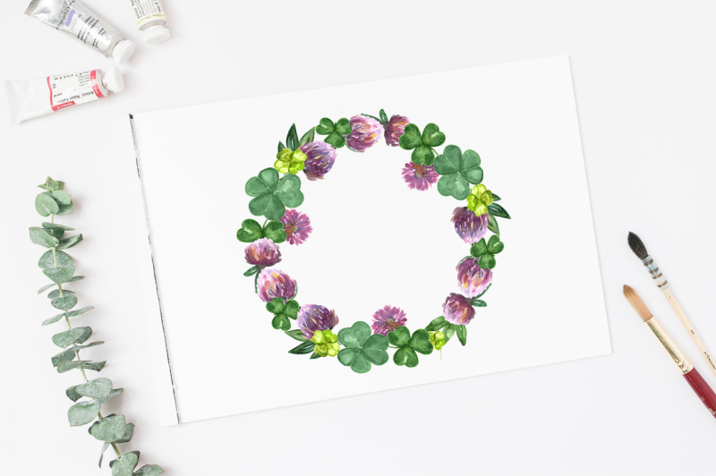 watercolor-summer-clover-clip-art-set