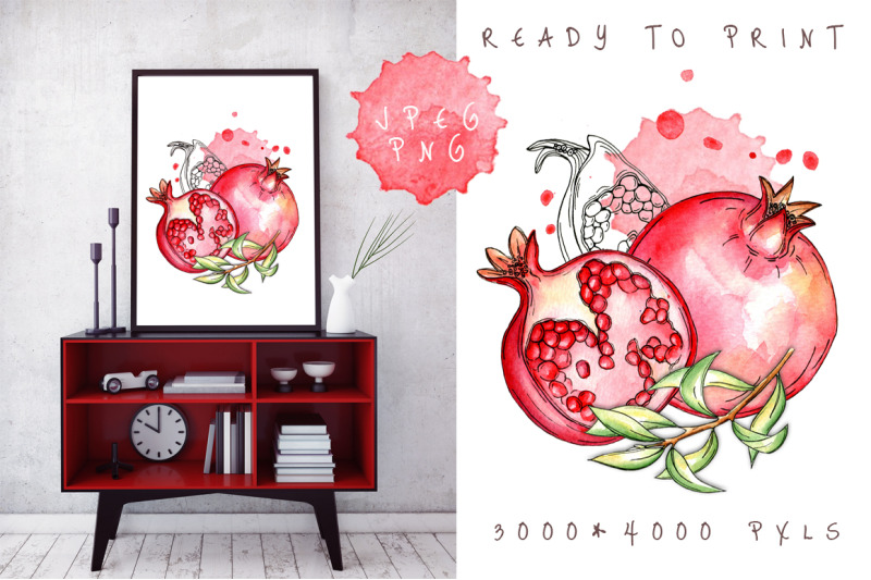 juicy-pomegranate-watercolor-set