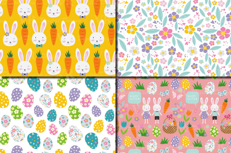 easter-bunny-seamless-patterns-bright-easter-digital-paper