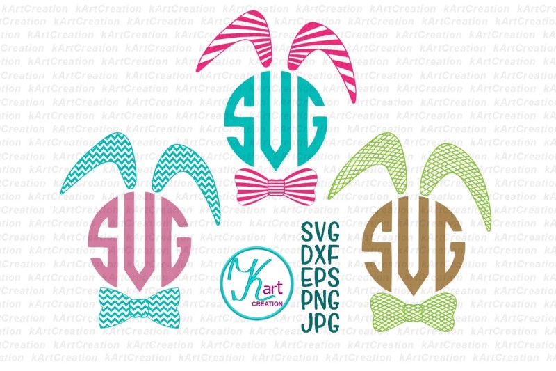 Download bunny ears monogram svg, file, bunny face svg, circle ...