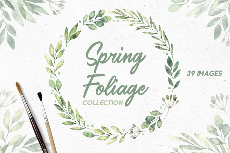 spring-foliage-watercolor-set