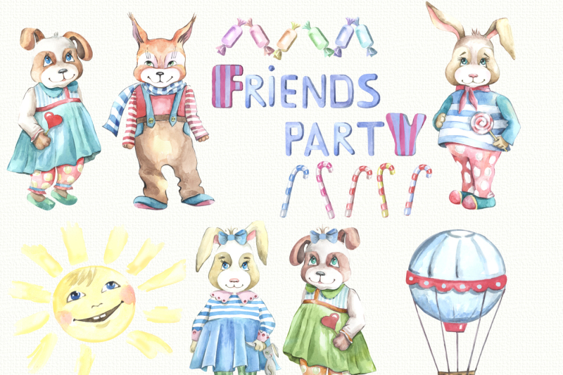 friends-party-watercolor-clipart
