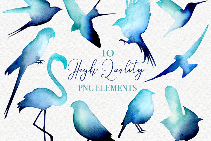 blue-bird-silhouettes-watercolour-hand-painted-clipart-png