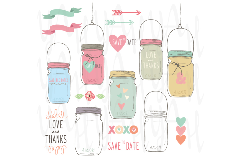 hand-draw-wedding-mason-jar