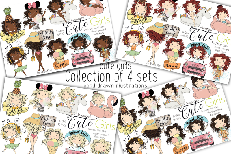 collection-of-4-sets-girls-summer