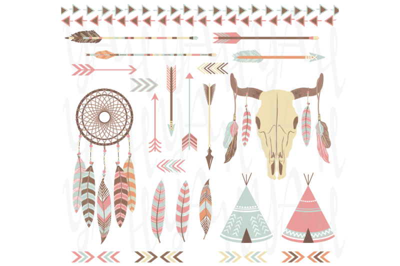 tribal-indian-clip-art-elements