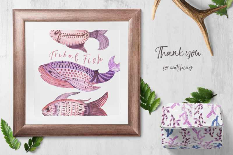 tribal-fish-watercolor-set