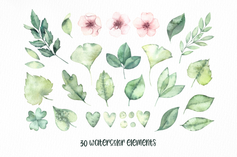 spring-leaves-watercolor-set
