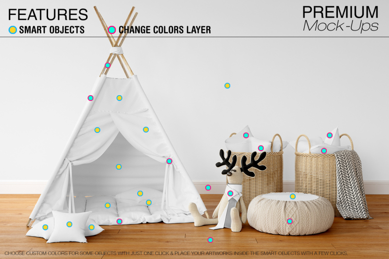 Download Kids Room - Wigwam Wall & Frames Mockup By Mockups ...