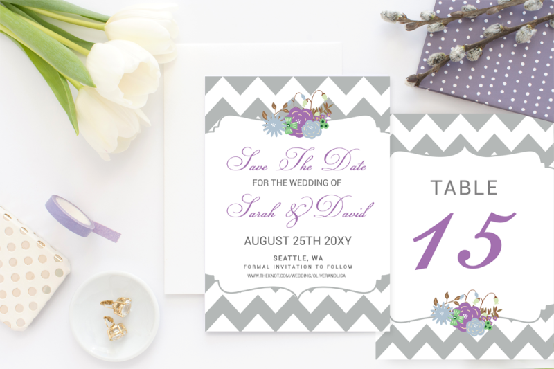 purple-and-mint-chevron-floral-wedding-invitation-template