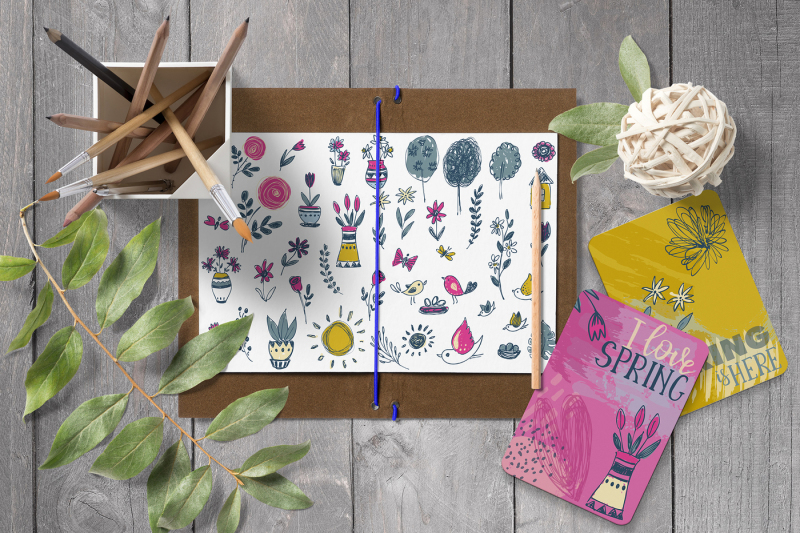 spring-cards-and-seamless-patterns