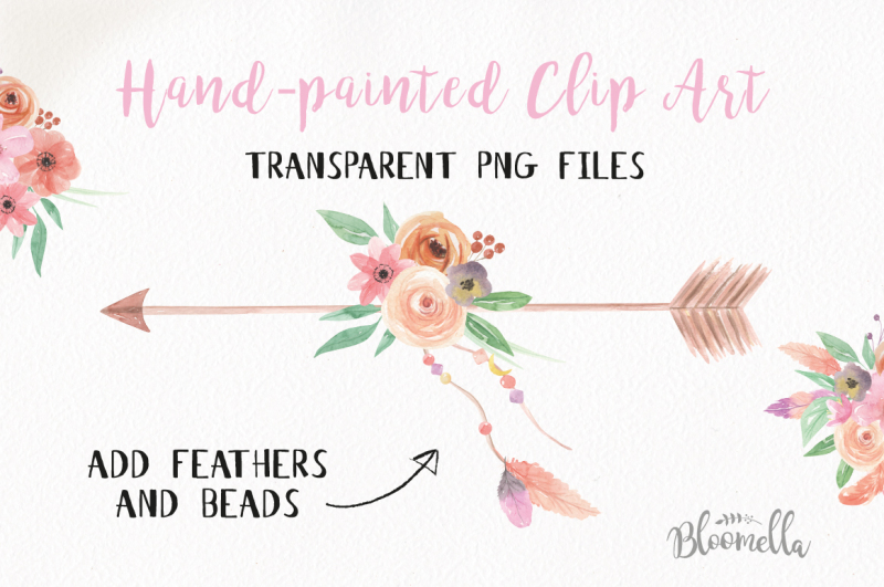 create-your-own-arrows-watercolor-60-elements-boho-feathers-flowers