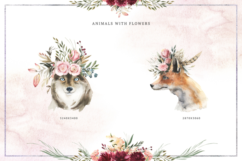 burgundy-bouquets-and-animals