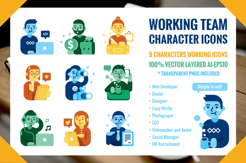 working-team-9-characters-icons
