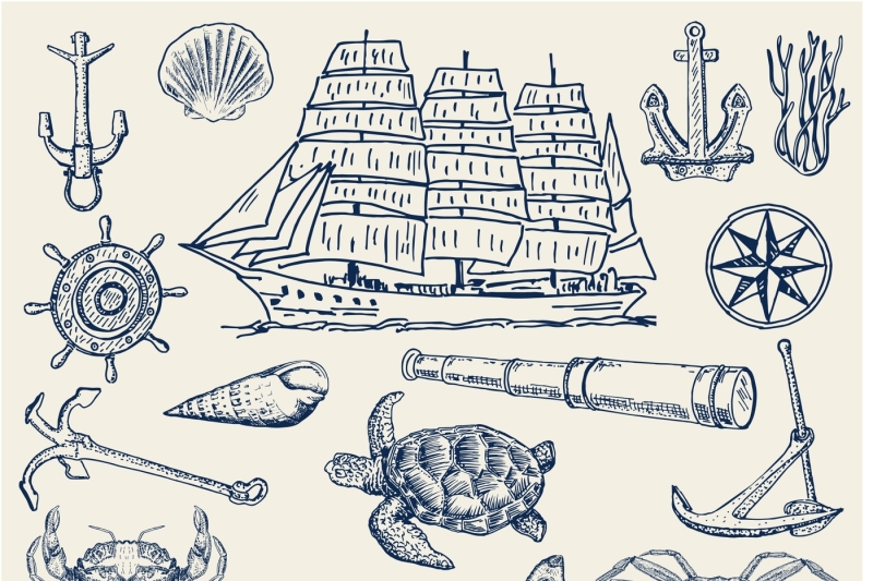 Sea Nautical Vintage Illustrations By Live Line Thehungryjpeg Com