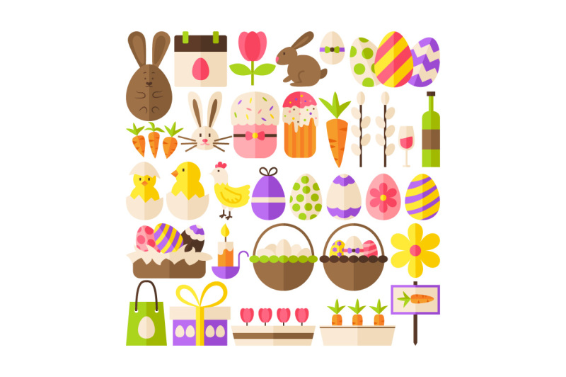 happy-easter-flat-isolated-objects