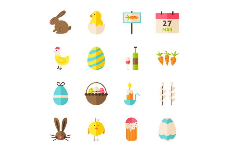 happy-easter-flat-isolated-objects