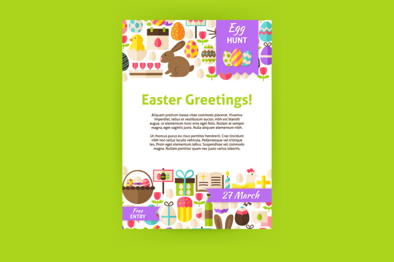 Happy Easter Vector Flat Posters By Anna Leni Thehungryjpeg Com