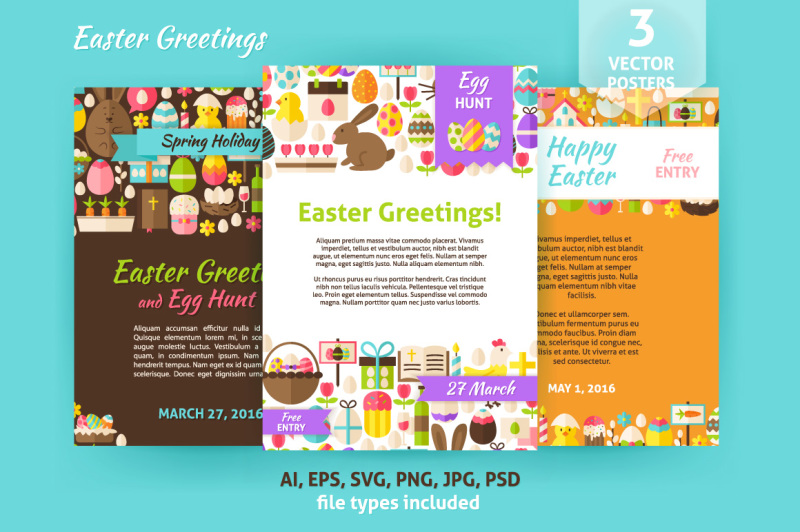 happy-easter-vector-flat-posters
