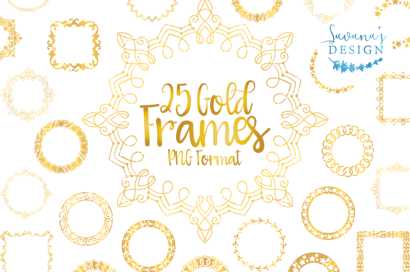 Gold Frames, Elegant Borders, Ornamental Frames, Design Assets, PNG DXF
File Include