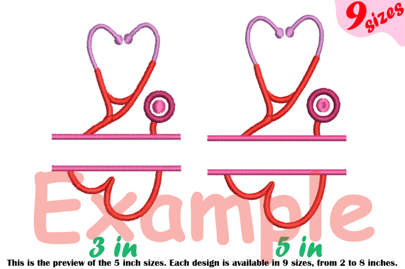 Stethoscope Embroidery Design  Nurse Embroidery Design – Half