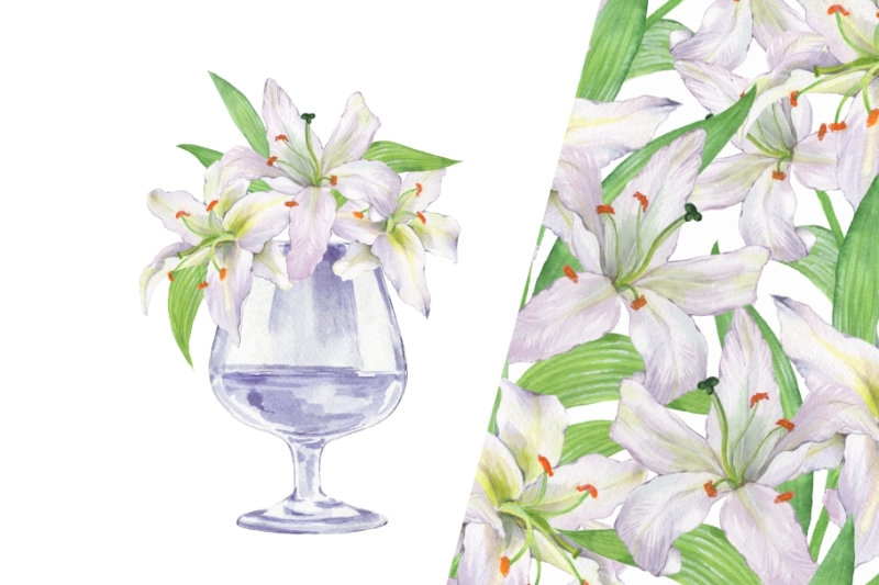 set-with-lilies-watercolor