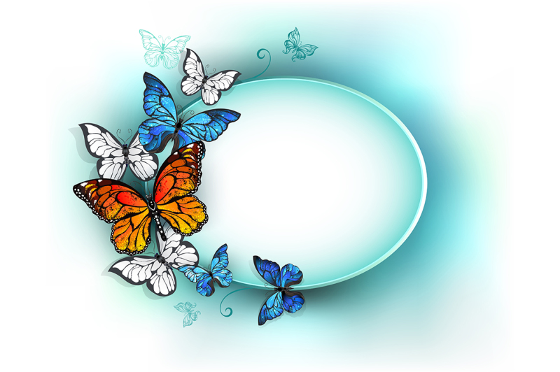 oval-banner-with-summer-butterflies
