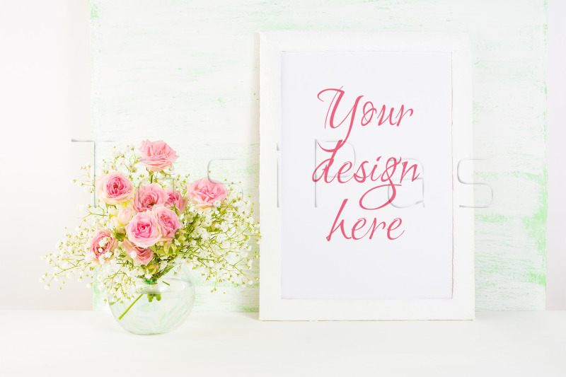 white-frame-mockup-with-nbsp-pink-rose-flowers