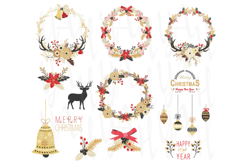 gold-floral-christmas-wreath-element