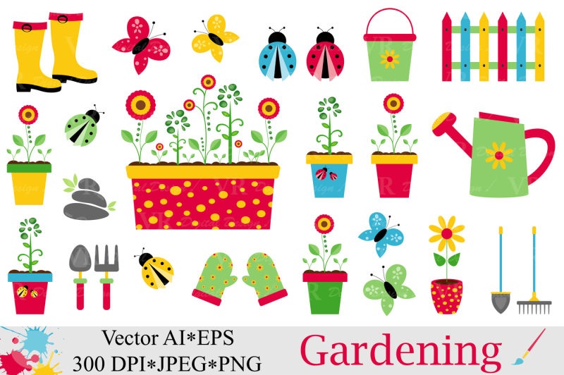 spring-garden-clipart-gardening-vector-graphics