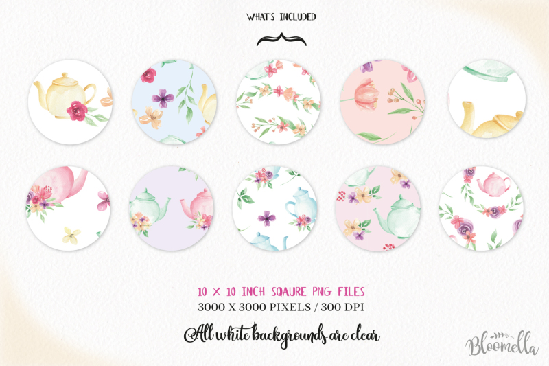 watercolor-teapot-seamless-patters-digital-papers-floral-flower