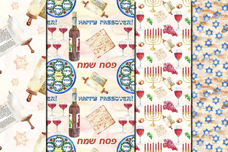 watercolor-happy-passover-seamless-patterns