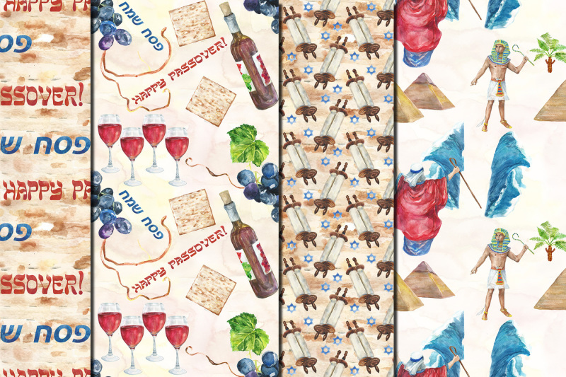 watercolor-happy-passover-seamless-patterns