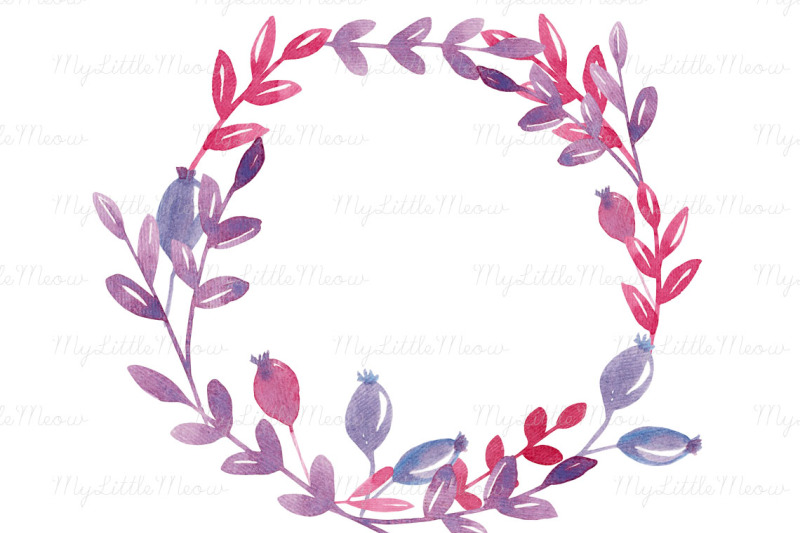 purple-watercolor-wreath